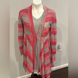 Chic Striped Pink and Gray Cardigan/Kimono